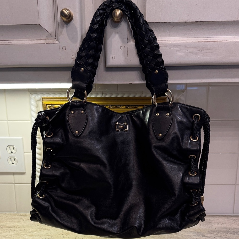 MICHAEL Michael Kors Black Braided Shoulder Bag